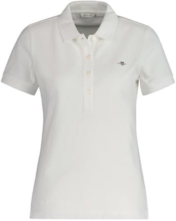 GANT Damen Slim Sheild Cap Sleeve Pique Polo, White, XXXL