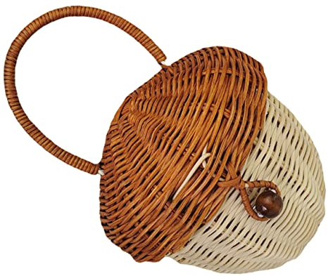 Angoily Hand-Eichel-Tasche Umhängetasche Blumenmädchen-Körbe Geflochtener Korb Aufbewahrungskorb Aus Rattan Geflochtene Wandkörbe Zur Aufbewahrung Rattan-Obstkorb Kleiner Korb Mit