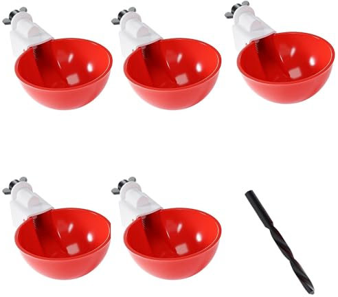 Voarge 5 Stück Hühnertränke Hühnerwasserspender DIY Hühnerwasserbecher Geflügeltränke,Automatische Geflügeltränke Set für Hühner Vögel Enten Gänse Truthähne