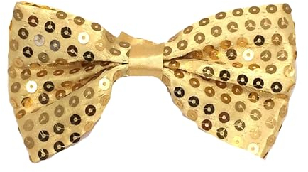 TrendandStylez Pailletten Fliege, gold, 9 x 12cm, verstellbar, für Damen und Herren, Glitzer Accessoire, Fliege für Karneval