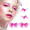 BETESSIN 2 Paare Feder Wimpern Pink Flamingo Kostüm Damen Lange Natürlich Falsche Wimpern Rosa Fasching Karneval Künstliche Wimpern Flamingos Party Cosplay Mottoparty Faschingskostüm Accessoire
