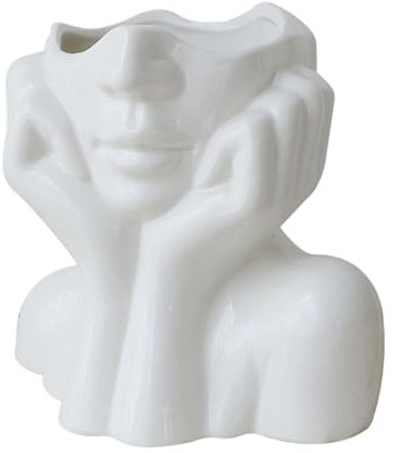 YWNYT Keramik-Gesichtsvase, weibliche Form, künstlerischer Kopf, Halbkörper-Büste, Frauengesicht, Pflanzgefäß, feministischer Minimalismus, dekorativ, moderne Blumenvase für Zuhause, Wohnzimmer, Büro
