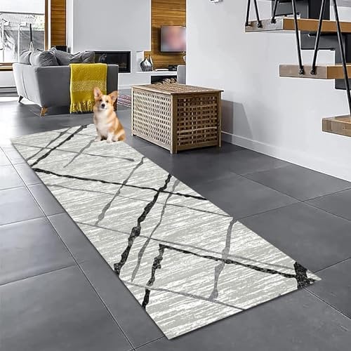 YUANZHI Teppich Läufer für Küche 90 x 190 cm Mit Rutschhemmender Gelrücken Modern Geometrische Muster Teppichläufer, Anpassbar, für Wohnzimmer, Büro, Schlafzimmer, I