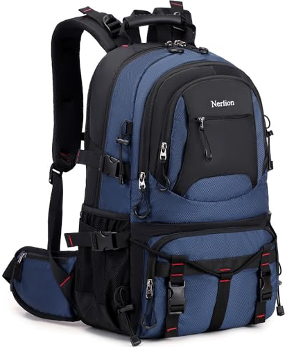 Nerlion 40L Wanderrucksack Reiserucksack für Männer Frauen Camping Wasserdicht Outdoor Wandern Tagesrucksack Leichter Rucksack, A4, Blau, 40L, Wanderrucksack