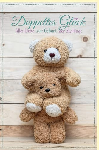 Skorpion Glückwunschkarte Geburt Zwillinge Zwei Teddybären - mit Umschlag