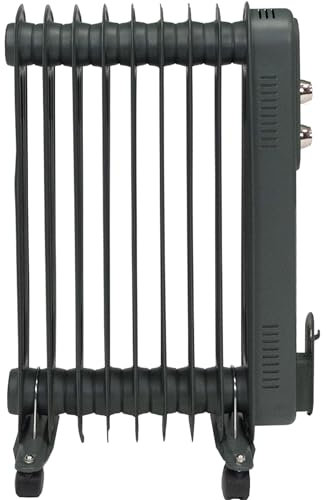 Moda Jazz Oil Filled Radiator 2000W (Grey). Portable Radiator with 9 Fins (Measures D24 x W39 x H62cm). Energy-Saving Retro Style Oil Filled Radiators Free Standing - Genuine Moda Plug In Radiator