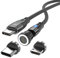 Magnetic Charging Cable USB C to USB Type C/Micro USB Magnetic Cable Pd 60w Fast Charging 1m/2m 540° Rotation 2-in-1 Magnet USB Cable for Android Micro USB Type C Smartphone Tablet Laptop(1m Black)