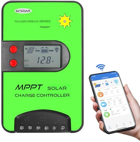 GCSOAR 15A 12V/24V Auto MPPT Laderegler Eingebauter WiFi Adapter APP Fernbedienung Parameter Einstellbares LCD Display Solarmodul regler für Gel versiegelt überflutet Lifepo4 Typ