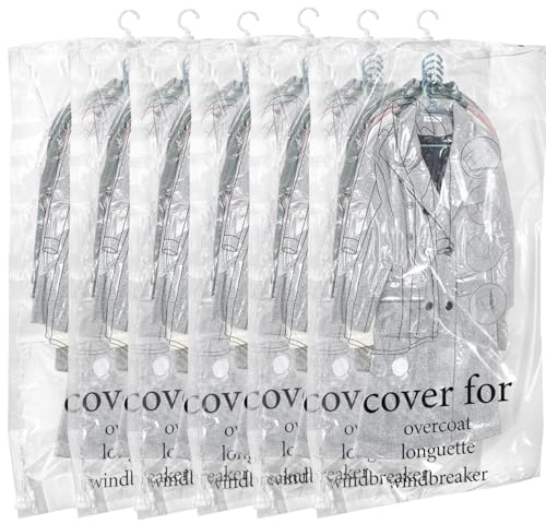 Mucek 6 Stück Vakuumbeutel für Kleidung, (135x70cm) Hängend Vakuumbeutel Mit Kleiderhaken, Vacuum Bags for Clothing, für Mäntel, Anzüge, Jacken, Daunenjacke