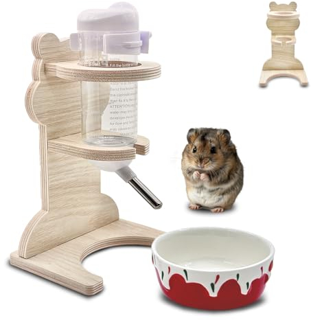 Hamster Trinkflasche Mit Ständer, 125 ml Nagertränke und Futternapf, Zubehör