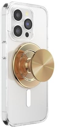 PopSockets Phone Grip for MagSafe with Kickstand, Magnetic Stand, Swappable Top, Secure Hold for iPhone MagSafe Cases, Phone & Tablet Grip - Alum Radial Gold