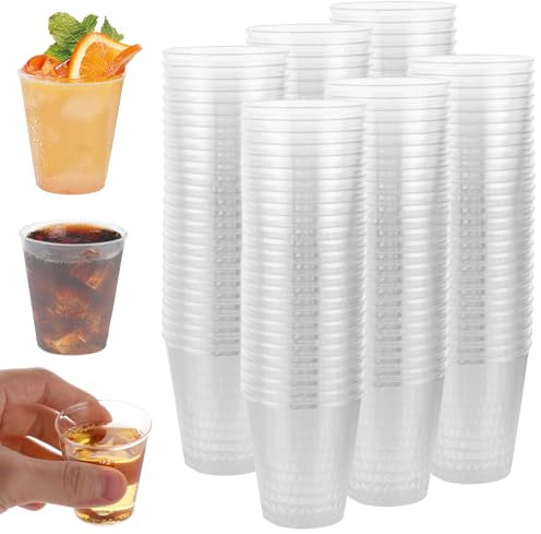 GBACHOOSE 300 Stück Schnapsgläser Plastik 5cl/50ml Shot Becher Plastik, Shotgläser plastik Wiederverwendbar Shot Becher Transparent, Kleine Plastikbecher für Verkostung, Partys, Bankett, Geburtstag