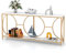 COSTWAY 180cm Long Console Table, 2-Tier Slim Entryway Table with Storage Shelf, Geometric Metal Frame Accent Behind Sofa Table for Hallway, Foyer and Living Room (Faux Marble Top, White+Gold)