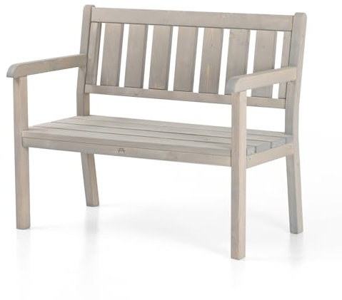 Amata UNGURS Doppelbank Modernes Design - Wetterfeste Holzbank für Draußen, Terrasse, Hinterhof und Garten Feuerstellen - Ergonomischer und Langlebiger Stuhl, Zeitloses Design (Grau)