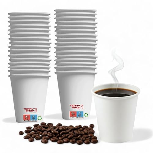 Terryshop74 100 bicchierini bicchieri in carta da caffè tenuta perfetta caldo Bicchierini da Caffè Usa e Getta Ecosostenibili per Bevande Calde