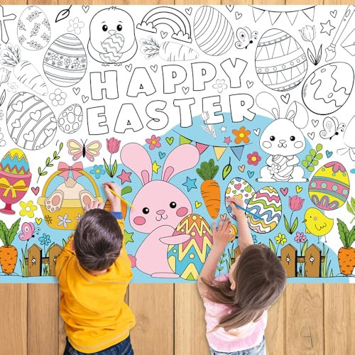 Ostern Ausmaltischdecke Kinder - Tischdecke zum Ausmalen Kinder, Maltischdecke für Kinder Ostern Basteln Malen Graffiti, Osterei Hase Kaninchen, Bestes Ostergeschenk