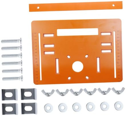 Cutting Machine Base Plate for Circular Saw, Electric Saw Insert Plate, Bakelite Backing Plate for Carving, Drawing & Trimming with Rail Tool, Ruler, Clips & Screws (28cmx20cm)