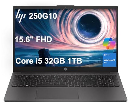HP 255 G10 Business Laptop (15.6 FHD IPS Anti-glare, 32GB RAM, 1TB PCIe SSD, Intel 10-Core i5-1334U (> AMD Ryzen 7-7530U)), Military Grade, Webcam w/Shutter, Numeric Keypad, HDMI, Win 11 Pro, Gray