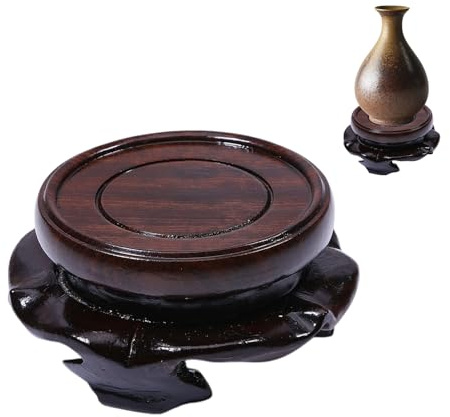 FREEBLOSS 2'' Wooden Display Stand Base Lotus Pedestal for Vases Table Lamps Teapots Handcrafted Multi-Functional Display Stand for Home Decor Durable and Elegant Design