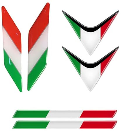 TBCDS 6 Pezzi Adesivi Metallici 3D in Resina Epossidica, Emblema Adesivo Decalcomanie per Veicolo Moto Casco, Grafiche per Auto (bandiera italiana)