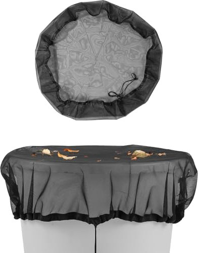Cubierta de barril de lluvia de malla fina de 39 pulgadas, filtro de malla fina con cordón, cubos de recogida de agua reutilizables, cubierta de tapa de red para evitar hojas caídas de desechos