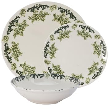CER-POR Set Piatti Porcellana 18 Pezzi | Servizio Piatti Elegante e Moderno (Verde)