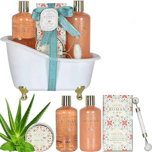 GLOSS ! BAIGNOIRE badrumskista – skönhetskista för kvinnor – presentidé till födelsedag, jul, lärare, alla hjärtans dag, mors dag – välbefinnande och avkoppling – ALOE VERA & PEPPERMINT