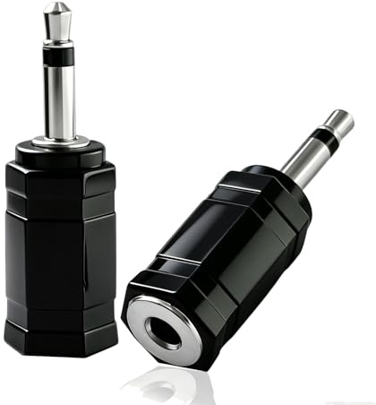 SPTSSWET 3,5 mm Mono Stecker auf 3,5 mm Stereo Buchse Adapter 2 Stück | Mono auf Stereo Audio Konverter, für Kopfhörer, Headsets, Plug-and-Play, Schwarz