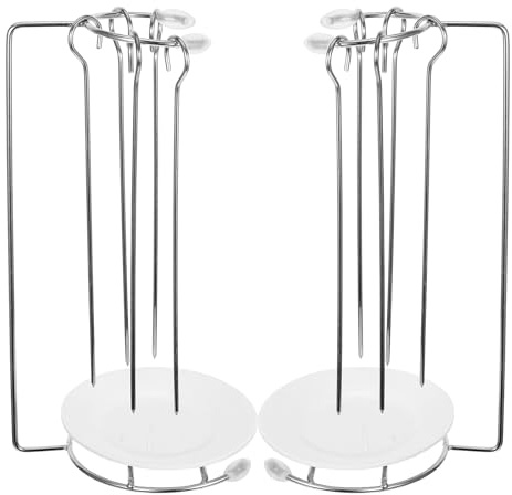 GLEAVI Support à Barbecue en Acier Inoxydable 2 Pièces pour Brochettes Suspendues, Porte-brochettes Pratique Grille Récupératrice de Graisse, Cuisine Extérieure et Grillades en Plein Air