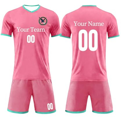Maillot de Foot Personnalisé Enfant avec Nom Numéro Imprimée Recto Verso, Ensemble de Foot Personnalisable Short Tee Shirt Football Accessoire pour Enfant et Adulte