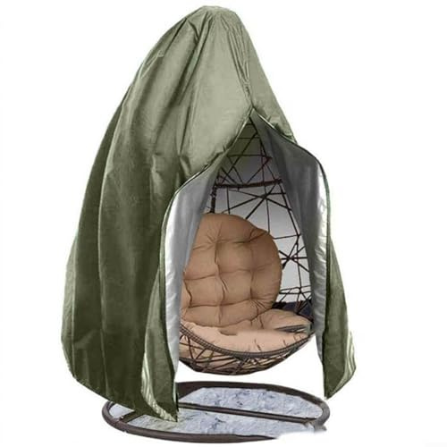 Housse de protection pour fauteuil suspendu - 230 x 200 cm - Résistante aux intempéries - En tissu Oxford 210D - Argenté/vert - Pour coquille d'œufs, chaise à bascule - Protection contre la poussière