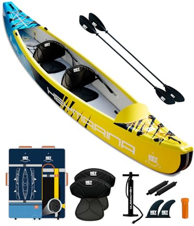 BEYOND MARINA aufblasbares Kajak für 1, 2, 3 Personen, Drop-Stitch Tandem Kayak Set für Erwachsene mit Paddeln, Sitzen, Pumpe, Finne & Tragetasche, robust & vielseitig, 380cm,420cm,460cm