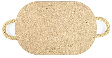 Cleverbrand Topfuntersetzer aus Kork, hitzebeständig, rechteckig abgerundet, ca. 30 x 20 cm, 2cm stark, mit Seilgriffen, Ideal für große Auflaufformen – Made in Portugal