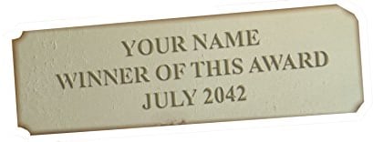 Engraving Plate EPL4 for Trophies & Awards - Engraved with your Engraving - 70mm x 20mm (design: gold cut corner)