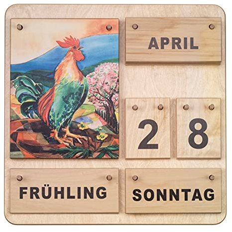 großer Dauerkalender, Holzkalender 4 Jahreszeiten natur