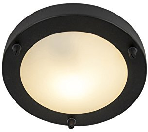 Qazqa Modern außen Deckenleuchte, Deckenlampe für den Garten - Yuma - Schwarz, max. 28W, Geeignet für LED, 18cm, IP44, Rund