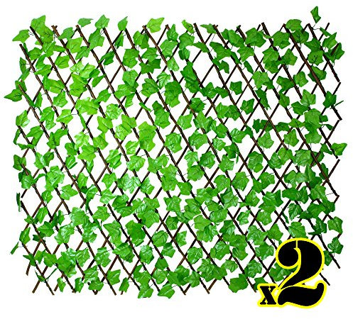 Simpa® Artificial Ivy Trellis Privacy Fencing Screen - Extends to 2m x 1m - Artificial Evergreen Leaf Trellis Panel for Gardens, Balcony & Terraces (4M² Coverage)