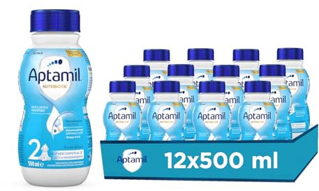 APTAMIL Nutribiotik 2 - Latte di Proseguimento Liquido per Neonati dal 6° Mese Compiuto al 12° Mese - 1 Confezione da 12 Bottiglie