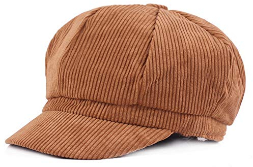 Licus Women's Vintage Newsboy Cabbie Peaked Beret Warm Baker Visor Flat Cap, Camel, 6 5/8-6 7/8