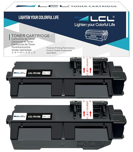 LCL TK-1160 Schwarz Tonerkartusche Kompatibel für Kyocera TK1160 TK-1160 Kompatibel für Kyocera Ecosys P2040dn P2040dw P2050dn (2er-Pack)