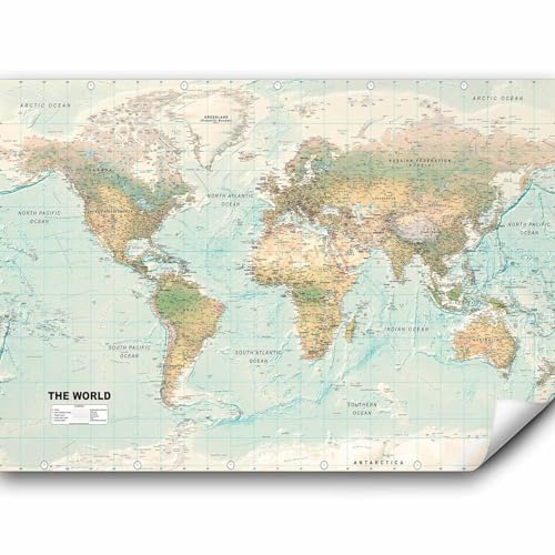 murando - Fototapete selbstklebend Weltkarte, 147x105 cm, Schlafzimmer | Selbstklebend ohne Kleister, Full HD Druck, ideal fürs Wohn- oder Schlafzimmer, schnelle Montage, lichtbeständig, geruchsfrei