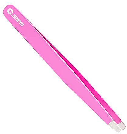 Pince à épiler pour sourcils – Pince à épiler inclinée en acier inoxydable – Élimination de précision des poils du visage, des poils incarnés et des échardes – Tire-comédons professionnels (Rose)