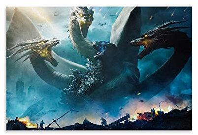 DIDIWEI Godzilla King of The Monsters Poster dekorative Malerei Leinwand Wandkunst Wohnzimmer Poster Schlafzimmer Malerei 20x30inch(50x75cm)