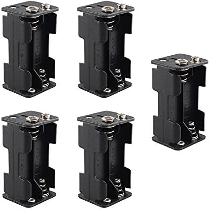 HALJIA 5PCS 4 × 1.5V AA Battery Holder, Plastic Battery Storage Case Box Holder for 4 X AA 4AA 6V 4 Slots Double Deck Back to Back Battery Box