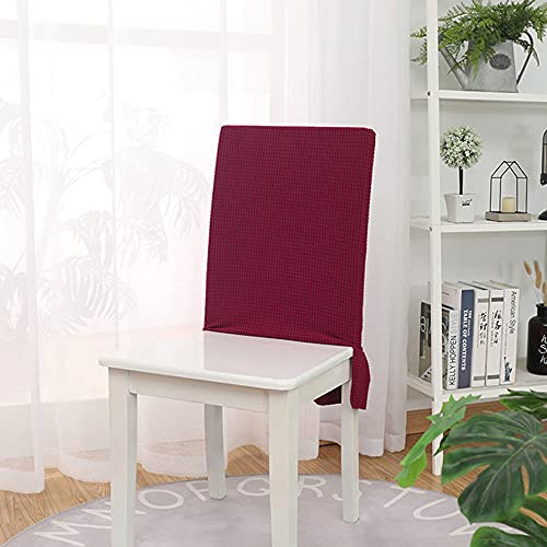 Bestenrose Stuhllehne Stuhlhussen Stretch Stuhlrückenabdeckung Jacquard Rückenlehnenbezug mit Rock Stretch Abnehmbare Waschbar Universal Stuhlhussen Rückenlehne für Esszimmer Hotel (Weinrot, 4er Set)