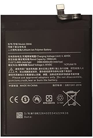 Smartex® Black Label Battery compatible with Xiaomi Redmi Note 8, Note 8T |BN46| Capacity 3900 mAh