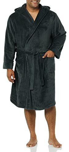 Amazon Essentials Vestaglia in Pile Ai Media Lunghezza Uomo, Carbone, XL-XXL