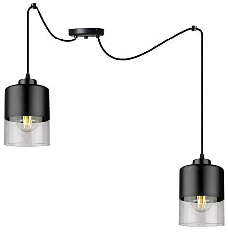 Light-Home Rome Spider Hängelampe - Hängeleuchte in Spinnenform - Deckenlampe für Wohnzimmer Schlafzimmer und Esszimmer – Spinne Lampe mit 2 Kopf - Pendelleuchte aus Metall und Glas - E27