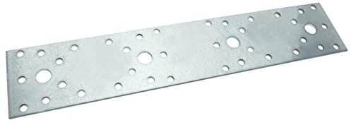 AERZETIX - C58355 - Juego de 2 Placas de montaje perforadas 55x280x2.5mm - 4 agujeros x Ø11mm y 36 agujeros x Ø5mm - en acero galvanizado Z275 - color plata