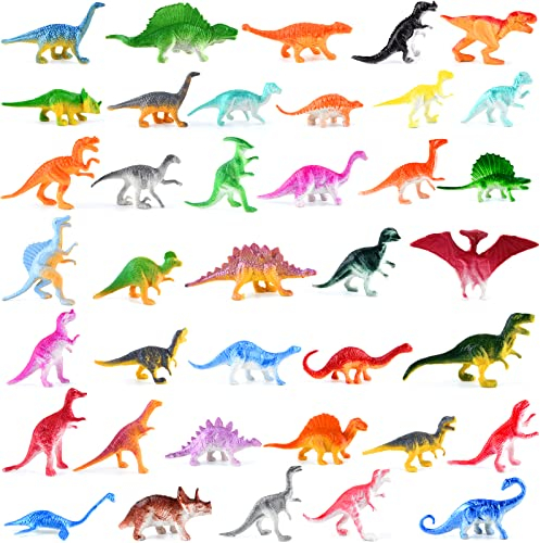 ELECLAND 39 PCS Mini Dinosaur Figures Toy for Kids Dinosaur Play Set Dinosaur Cupcake Toppers for Boys Girls Birthday Party Favors Baby Shower Party Decorations